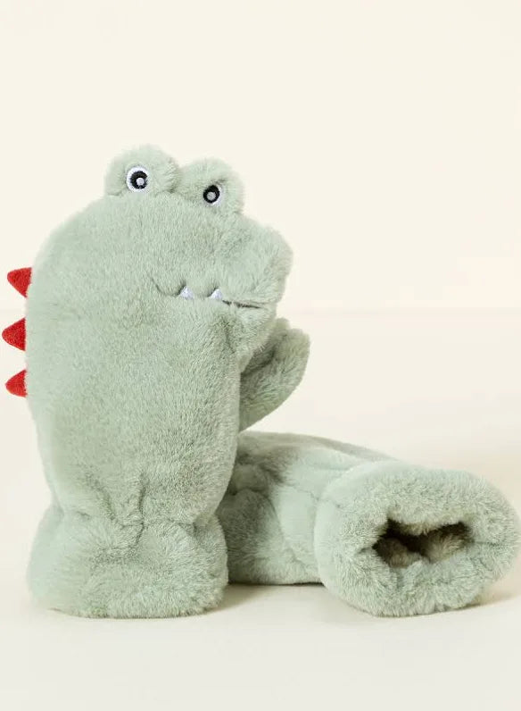 Waving Dino Fluffy Mittens (3-6Y)