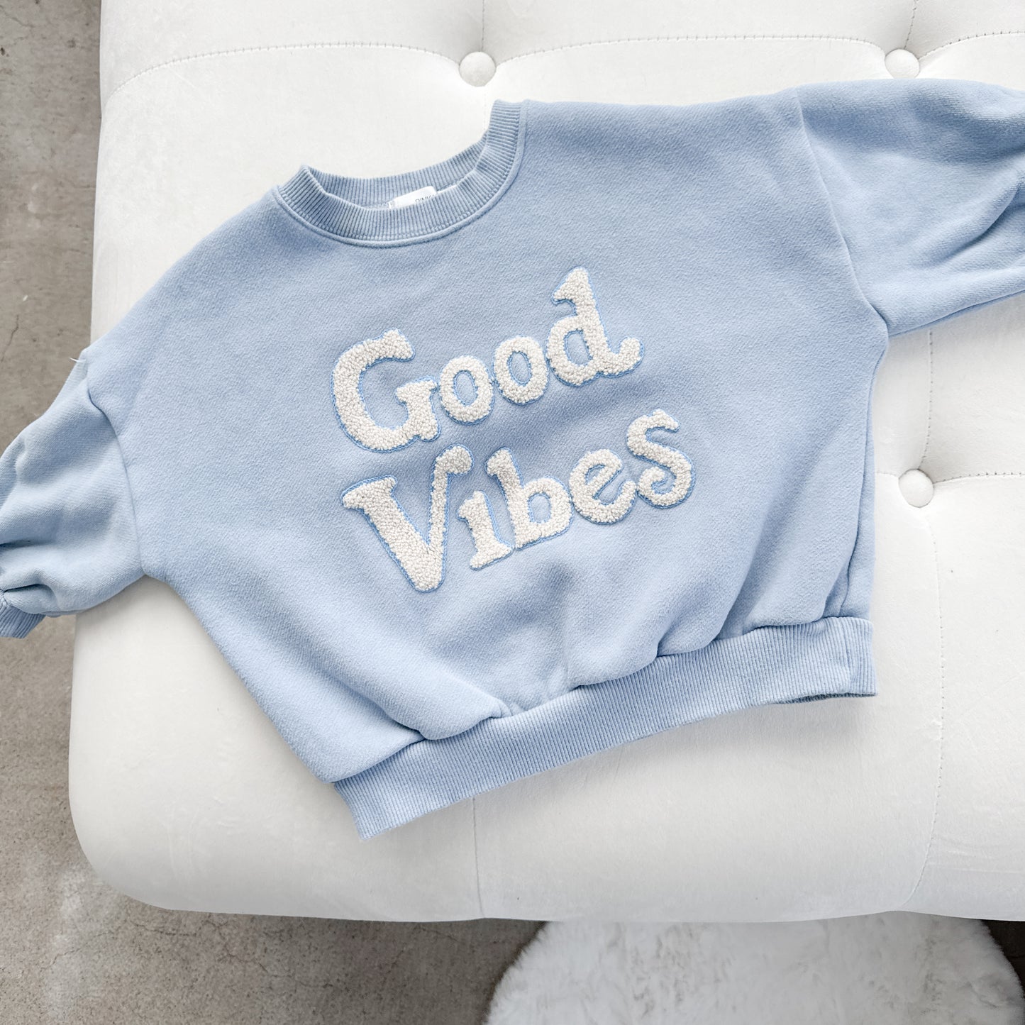 Good Vibes Embroidered Crewneck  (12-18M)