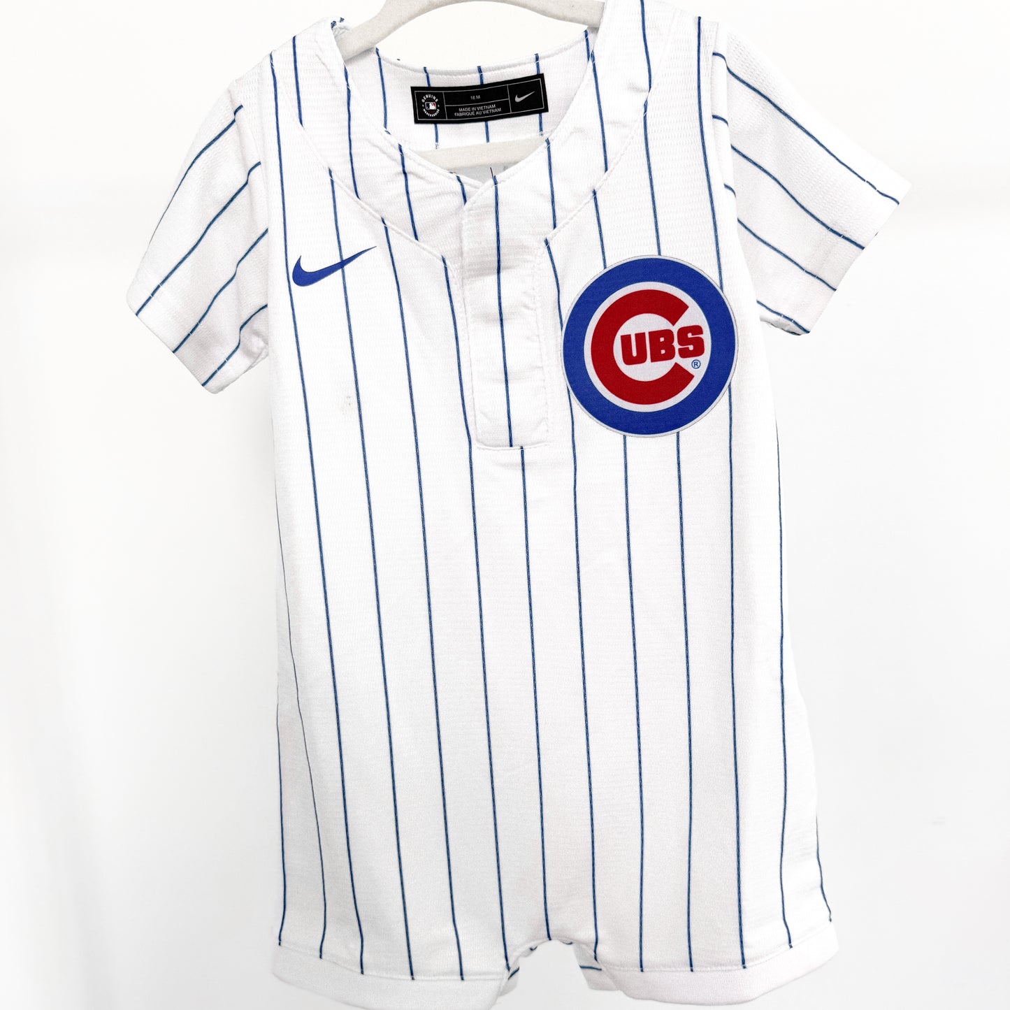 White Striped Chicago Cubs Sleeve One-Piece