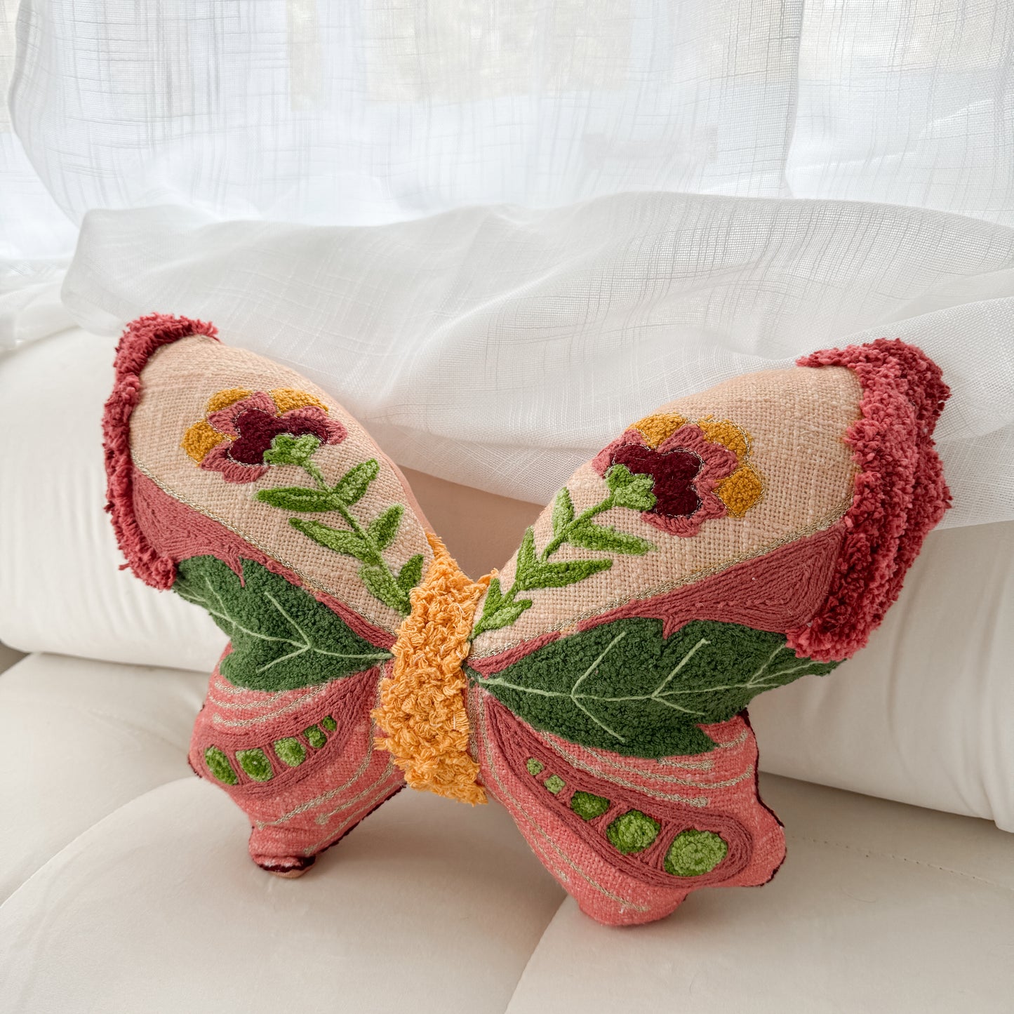 Butterfly Needlepoint Decorative Pillow