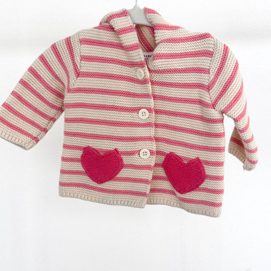 Baby Gap Striped Bear Cardigan (0-3M)