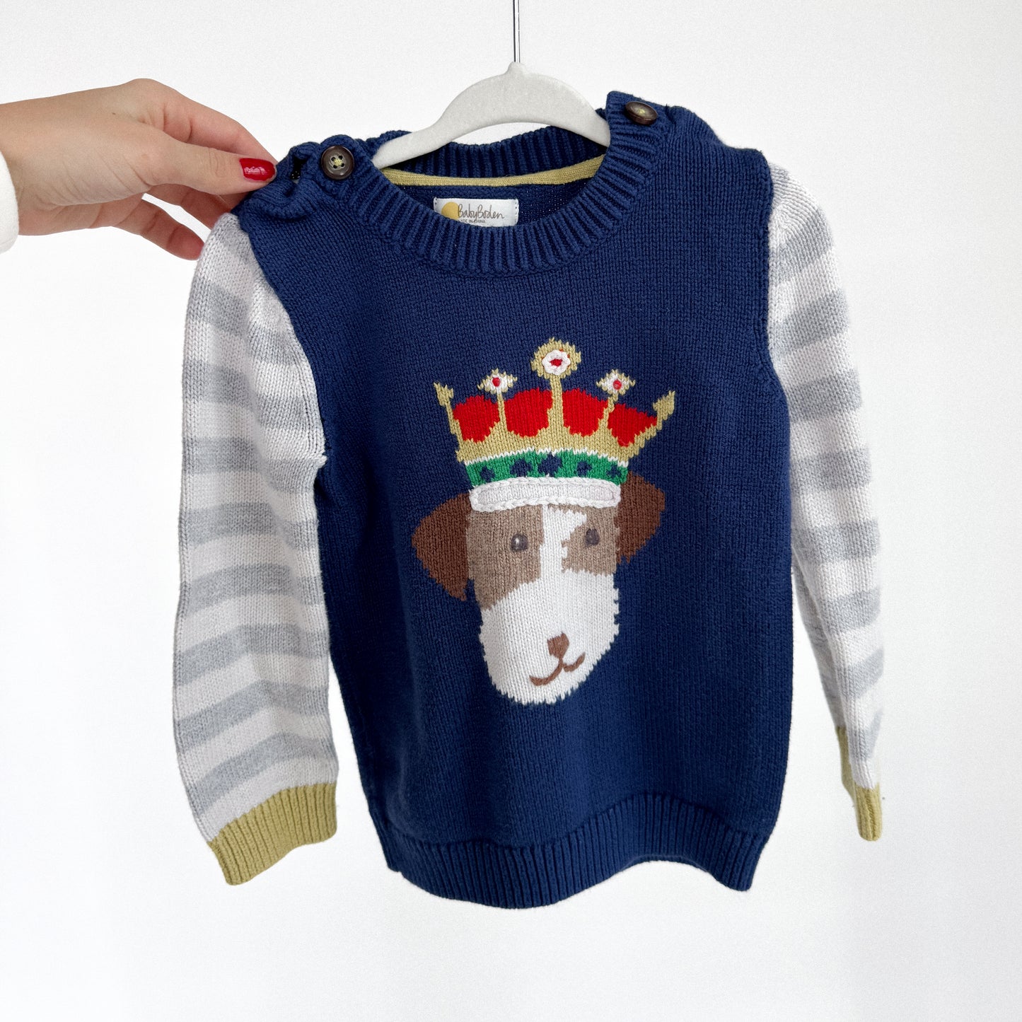 Baby Boden King Crowned Dog Sweater (3T)